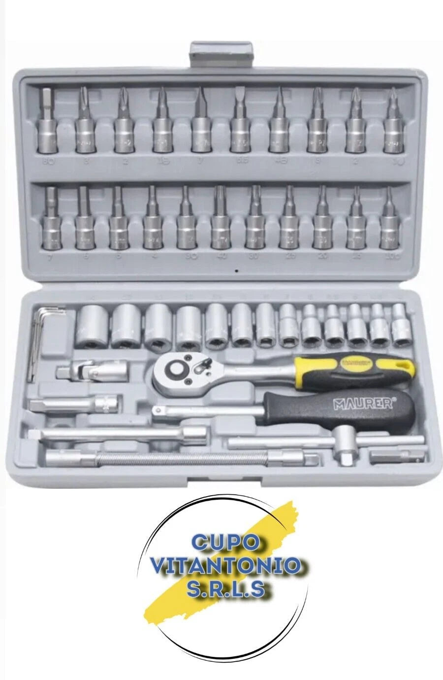 MAURER Set Chiavi a Bussola e Bits Set 46 Pezzi Acciaio Cromo