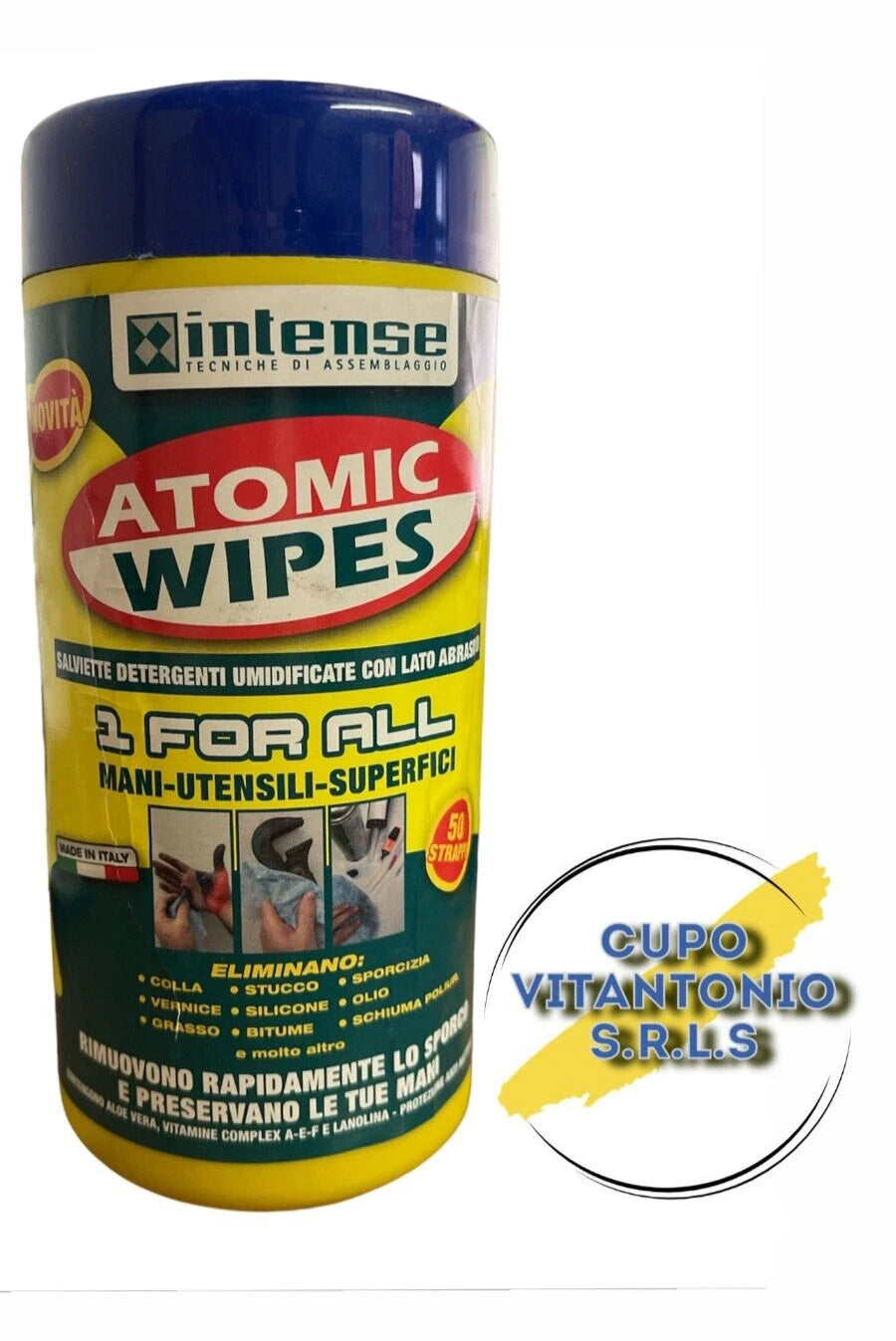 SALVIETTE LAVAMANI CON LATO ABRASIVO DETERGENTI UMIDIFICATE 50 STRAPPI