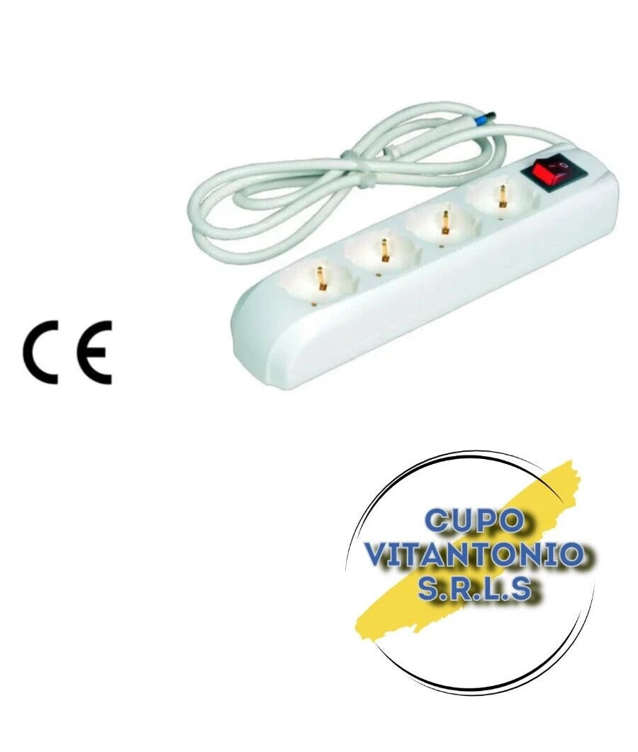 MULTIPRESA 4 USCITE 2P+T - CAVO 1,5 M. CON INTERRUTTORE LUMINOSO MAURER