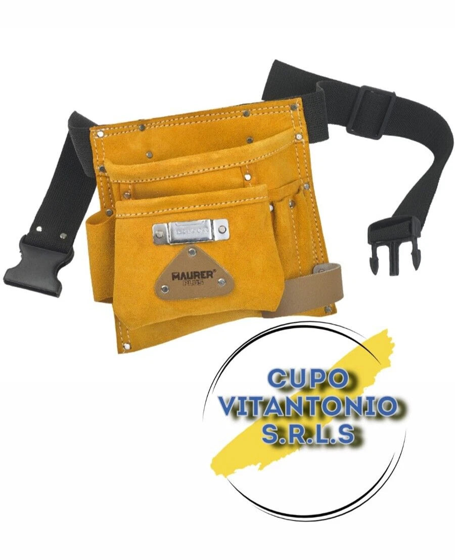 BORSA PORTA ATTREZZI CON 2 TASCHE, 1 ASOLA PER MARTELLO E 1 ASOLA PORTATENAGLIA